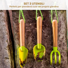 Carica l'immagine nel visualizzatore di Gallery, Set 3 Attrezzi da Giardino - Set Comprende Pala, Zappa e Rastrello Ideali per Coltivare Piante, Fiori e Erbe Aromatiche in Giardino, Terrazzo o Balcone - Realizzati in Materiali Resistenti
