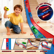 Carica l'immagine nel visualizzatore di Gallery, 6M Piste Macchinine Arrotolabile per Bambini 3 4 5 6 7 Anni, Giocattolo Circuito di Corse Flessibile e Portatile con 4 A