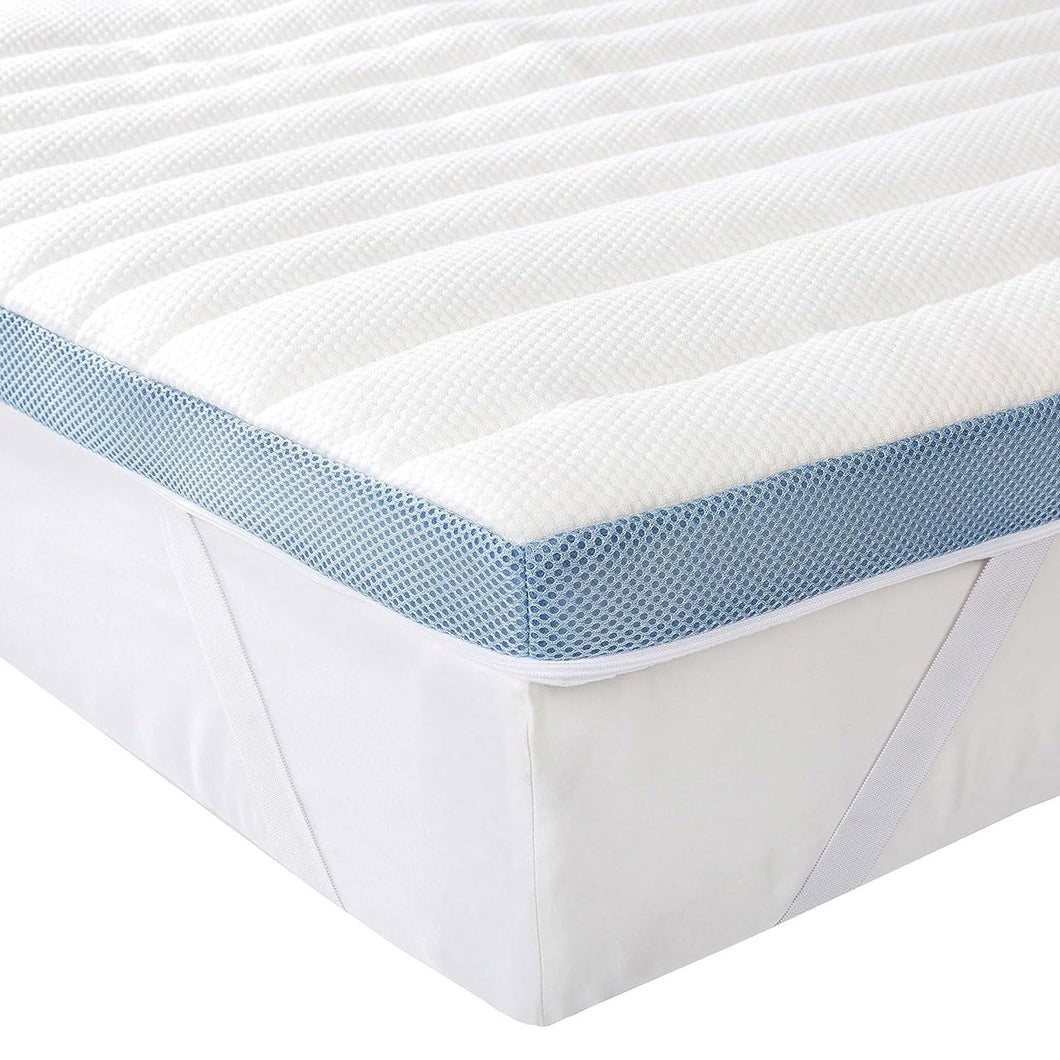 Amazon Basics - Topper Matrimoniale 160 x 190 cm in Memory Foam, 5 cm Coprimaterasso con Angoli Elastici, Bianco