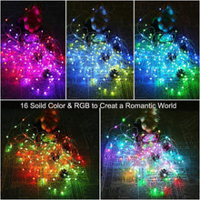 Carica l'immagine nel visualizzatore di Gallery, Ghirlanda di luci a LED con batteria, per interni, 50 LED, 16 colori cangianti, RGB, luci super luminose con telecomando