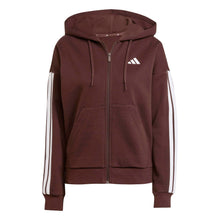Carica l'immagine nel visualizzatore di Gallery, adidas Donna Essentials 3-Stripes Full-Zip Fleece Hoodie, Shadow Brown/White, XS