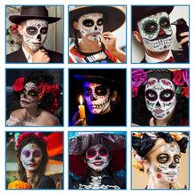 Carica l'immagine nel visualizzatore di Gallery, Halloween Tattoo viso Halloween Make Up Signore Adulti Bambini Halloween Face Tattoo Make Up Scheletro Vampiro Tatuaggi 