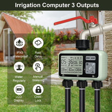 Carica l'immagine nel visualizzatore di Gallery, Johgee Computer di irrigazione con 3 uscite controllate indipendentemente, orologio di irrigazione digitale con display LCD, controllo automatico/manuale
