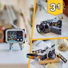 Carica l'immagine nel visualizzatore di Gallery, LEGO Creator 3 in 1 Fotocamera Retro, Macchina Fotografica Giocattolo da Costruire Trasformabile in Videocamera o TV Vintage, Giochi per Bambini e Bambine da 8 Anni, Idea Regalo di Compleanno 31147