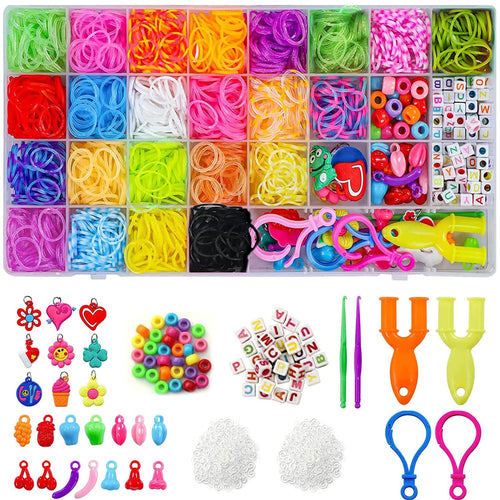 2500pcs Elastici per Braccialetti, Bracciale Elastici Colorati Bands Kit, fai da te Bambina Elastici di Gomma Bracciale Lavorare a Maglia Fare Braccialetti Perline Giocattolo
