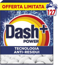 Carica l'immagine nel visualizzatore di Gallery, Dash Detersivo Lavatrice Per Bucato In Polvere, 127 Lavaggi, Tecnologia Anti Residui, Rimuove le Macchie, Efficace anche a Freddo e in Cicli Brevi