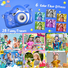 Carica l'immagine nel visualizzatore di Gallery, Hangrui Macchina Fotografica Bambini, Fotocamera Bambino con Giochi, 20MP 1080P Selfie Videocamera con 32G, Fotocamere Digitali Regalo Natale &amp;Compleanno da 3 a 12 Anni -Blu