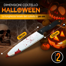 Carica l'immagine nel visualizzatore di Gallery, Coltello Finto Halloween con Sangue 2 Pezzi, Plastica 30 cm, Accessori