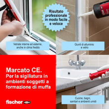 Carica l'immagine nel visualizzatore di Gallery, Fischer SMT Silicone Sigillante Multiuso Trasparente Antimuffa, Acetico Universale in Tubetto per Acciaio, Vetro, Cerami