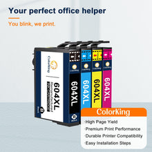 Carica l'immagine nel visualizzatore di Gallery, ColorKing 604XL Cartucce compatibili con cartucce epson 604 per cartucce epson xp 2200 per Epson Expression Home XP-2205 XP-3200 XP-4205 Workforce WF-2930 WF-2910 (1 Nero 1 Ciano 1 Giallo 1 Magenta)
