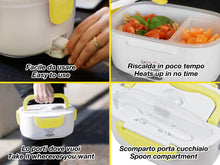 Carica l&#39;immagine nel visualizzatore di Gallery, BEPER 90.920G Lunch &amp; Go Scaldavivande Elettrico Portatile con 2 Contenitori Removibili e Posate Incluse, 220V, Giallo