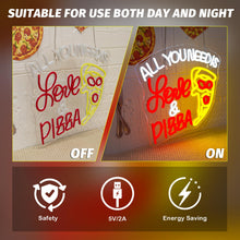 Carica l'immagine nel visualizzatore di Gallery, All You Need Is Love &amp; Pizza Insegna Led Pizza Lampada Neon USB Dimmerabile Insegna al Neon Decorazione Letter Insegne L