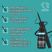 Carica l'immagine nel visualizzatore di Gallery, Rimmel - Eyeliner Waterproof Exaggerate Liquid - Eyeliner ultra definizione Liquido a Lunga Durata - Black