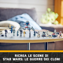 Carica l&#39;immagine nel visualizzatore di Gallery, LEGO Star Wars Battle Pack Clone Trooper e Battle Droid Set da Battaglia con Veicolo Giocattolo Speeder Bike, Tri-Droide e Postazione Difensiva, Regalo per Bambini e Bambine da 7 Anni in su 75372