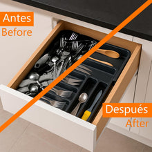 Carica l'immagine nel visualizzatore di Gallery, edihome, Portaposate da Cassetto, Porta Posate Espandibile, Regolabile, con 6-8 Scomparti, senza BPA, per Utensili da Cucina (Nero)
