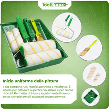 Carica l'immagine nel visualizzatore di Gallery, ToolSpace 9 Pezzi Set - Rullo Pittura Kit 2 x 18 cm con Rulli 2 x 11 cm con Manico - Pennelli Pelo Lungo 2 x 36 mm Vasch