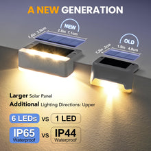 Carica l'immagine nel visualizzatore di Gallery, Solpex Lampade solari per esterni, 4 pezzi, luce bianca calda, luci solari impermeabili, illuminazione a LED per scale e