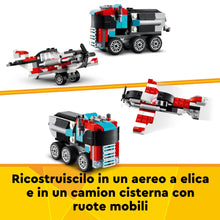 Carica l&#39;immagine nel visualizzatore di Gallery, LEGO Creator 3 in 1 Autocarro con Elicottero, Giochi per Bambini e Bambine da 7 Anni, Camion Giocattolo Ricostruibile in Aereo e Cisterna o in Auto da Corsa e SUV, Idea Regalo di Compleanno 31146