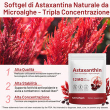 Carica l'immagine nel visualizzatore di Gallery, Astaxantina Pura 12 mg, Astaxanthin Naturale per 4 Mesi | Non OGM - 120 Capsule