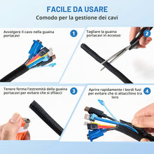 Carica l'immagine nel visualizzatore di Gallery, Canalina per cavi a chiusura automatica 3m, Organizer Cavi Autochiuso in Nero, Guaina Cavi per Scrivania TV Casa Ufficio