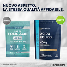 Carica l'immagine nel visualizzatore di Gallery, Acido Folico 400mcg con Vitamina B12-13 Mesi di Scorta