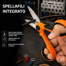 Carica l'immagine nel visualizzatore di Gallery, Forbici da Elettricista Professionali Acciaio Inox Titanio Spellafili