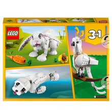 Carica l'immagine nel visualizzatore di Gallery, LEGO Creator Coniglio Bianco, Set di Costruzioni, Animali Giocattolo per Bambini da 8 Anni in su con Coniglietto, Foca e Pappagallo, Giochi 3 in 1 in Mattoncini 31133