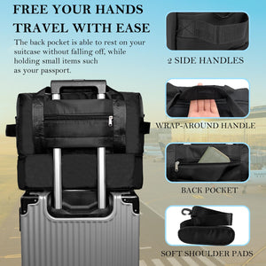 ehsbuy Ryanair, bagaglio a mano da donna e da uomo, 40 x 20 x 25 cm, impermeabile, da portare con sé, da viaggio, fine settimana, con custodia per scarpe, Nero , Taglia unica