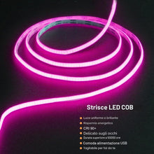 Carica l'immagine nel visualizzatore di Gallery, Rosa COB Striscia LED Camera,Fosingut 5v 2m USB Luci LED TV Retroilluminazione Intelligente Dimmerabile 960 LEDs CRI90 c