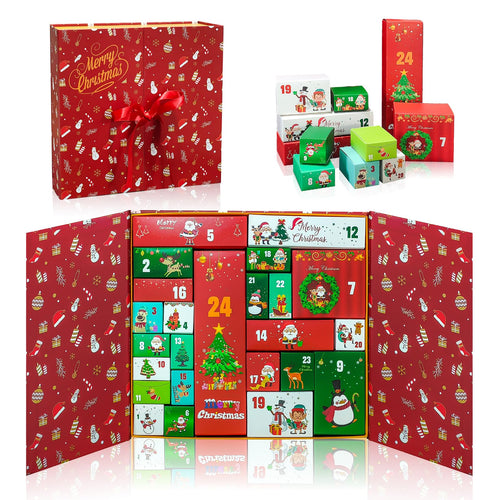 Scatole per calendario 'Avvento, Calendario dell'Avvento Scatola 24 Scatole Regali Natale Calendario Avvento, 2025 per Conto alla Rovescia e Decorazioni Natalizie (Rosso)
