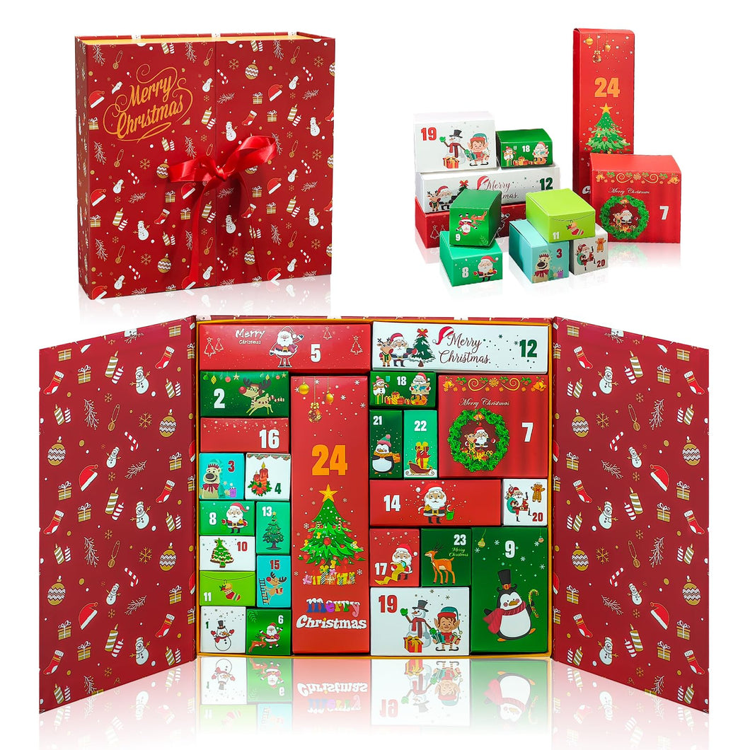 Scatole per calendario 'Avvento, Calendario dell'Avvento Scatola 24 Scatole Regali Natale Calendario Avvento, 2025 per Conto alla Rovescia e Decorazioni Natalizie (Rosso)