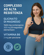 Carica l'immagine nel visualizzatore di Gallery, Magnesio Bisglicinato 1500mg con Vitamina B6 – Supporta Stress e Stanchezza