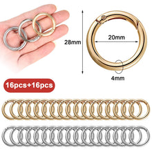 Carica l'immagine nel visualizzatore di Gallery, 32 Pezzi Scatto Molla Rotonda Accessori per Borse e Zaini (Argento&amp;Oro)