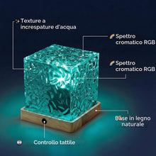 Carica l'immagine nel visualizzatore di Gallery, Lampada Cubo Acrilico Effetto Cristallo – Proiettore Aurora Boreale Onde d’Acqua con Telecomando, 16 Colori RGB e Base i