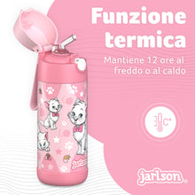 Carica l&#39;immagine nel visualizzatore di Gallery, Jarlson® Borraccia Bambini Acciaio Inox, Bottiglia Termica, Senza BPA, Bottiglia Acqua con Cannuccia, Termos 350 ml (Gatto 2, 350)