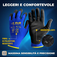 Carica l'immagine nel visualizzatore di Gallery, S&amp;R Guanti da Lavoro 12 PAIA Giardinaggio Bricolage Pittura Supermercato rivestiti in PU. Guanti protezione Uomo Donna L