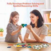 Carica l'immagine nel visualizzatore di Gallery, Coogam Puzzle di legno esagonale - Blocco di forma Tangram Rompicapo Giocattolo Geometria Logica IQ Gioco STEM Montessori Regalo educativo per tutte le età Sfida