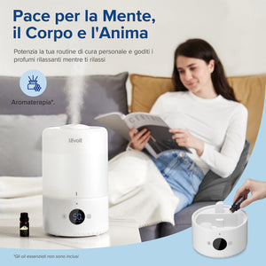 LEVOIT Umidificatore Ambiente Smart Top-Fill Dual 200S, 3L, Umidificatore Ultrasuoni a Nebbia Fredda per Bambini/Piante Dura da 25H, ≤28dB Silenzioso Auto Modo con Oli Essenziali, Timer