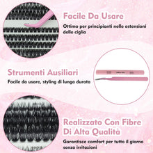Carica l'immagine nel visualizzatore di Gallery, VEGCOO 560 Pezzi Ciglia Finte Extension Ciglia, 60/80/100D Curl Ciglia Finte Ciuffetti, 8-16mm Kit di Extension per Cigl