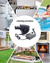 Carica l'immagine nel visualizzatore di Gallery, Ventilatore radiale regolabile 12 V con uscita d'aria: ventilatore a turbina 220 V, ventola per campeggio, barbecue, ven