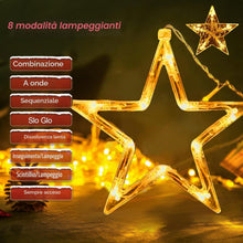 Carica l'immagine nel visualizzatore di Gallery, Tenda Luminosa Natale, 3.5M Luci Stelle Natale con Telecomando e Timer, 8 Modalità Tenda Luci Natale a USB/Batteria, Cat