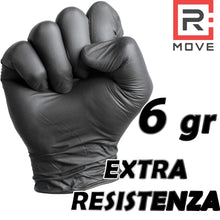 Carica l'immagine nel visualizzatore di Gallery, R MOVE 100 guanti monouso in nitrile neri taglia S, EXTRA RESISTENTI +60% di spessore in più al dito rispetto al 3,5 gr,