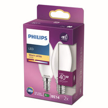 Carica l'immagine nel visualizzatore di Gallery, Philips Lampadina LED Candela, 2 pz, 4.3W, attacco E14, Luce Bianca Calda, Non dimmerabile