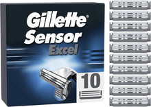 Carica l'immagine nel visualizzatore di Gallery, Gillette Sensor Excel, Confezione da 10 Lamette da Barba di Ricambio, Rivestimento in Cromo per Lame che Durano a Lungo
