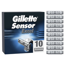 Carica l'immagine nel visualizzatore di Gallery, Gillette Sensor Excel, Confezione da 10 Lamette da Barba di Ricambio, Rivestimento in Cromo per Lame che Durano a Lungo