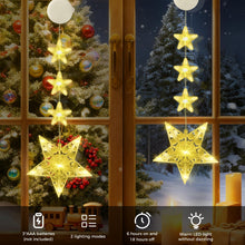 Carica l'immagine nel visualizzatore di Gallery, CNMTCCO 2 pezzi LED stelle luci natalizie, decorazioni natalizie per interni, con timer, ventosa, adatte per interni ed esterni, decorazioni per matrimoni e Natale (stelle lunghe)
