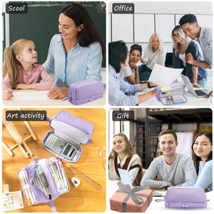 Eucomir Astuccio 3+1 Scomparti Bambina Ragazzo, Astuccio Scuola Elementare Astuccio Grande Astuccio Portapenne Astuccio Ragazza Scuola Media, Viola