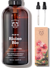 Carica l'immagine nel visualizzatore di Gallery, Bionoble Olio di Ricino Biologico 100ml - 100% Puro, Naturale, Pressato a Freddo - Ciglia, Sopracciglia, Capelli, Barba, Unghie - Vegan Castor Oil - Bottiglia di Vetro + Pipetta + Pompa