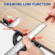 Carica l'immagine nel visualizzatore di Gallery, Preciva Goniometro Angolare 0-180° Acciaio Inox con Righello 30cm - Strumento Essenziale per Falegnameria e Misurazioni 