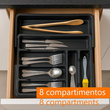 Carica l'immagine nel visualizzatore di Gallery, edihome, Portaposate da Cassetto, Porta Posate Espandibile, Regolabile, con 6-8 Scomparti, senza BPA, per Utensili da Cucina (Nero)